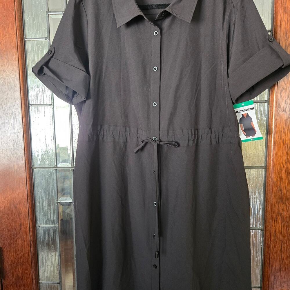 Halston Women’s Black Short Sleeve Knee-Length Dress Size XL NWT